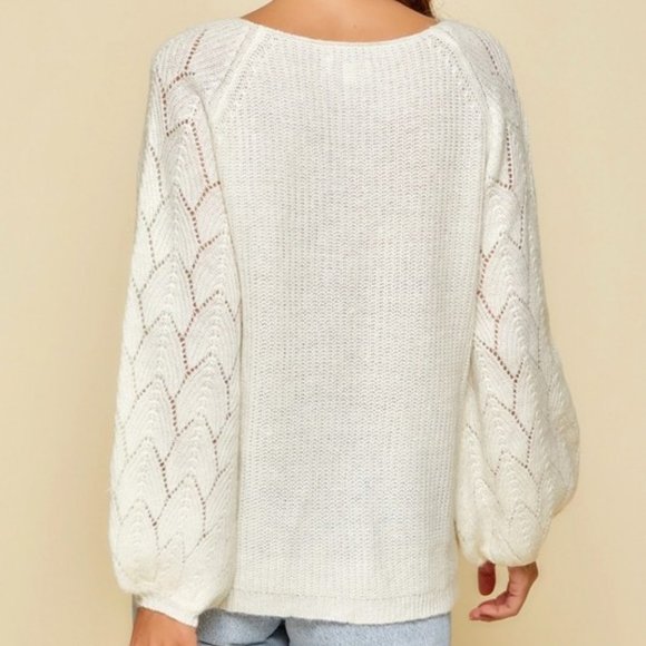 Lush Ivory Pattern Sleeve Plus Size Sweater - Picture 2 of 3